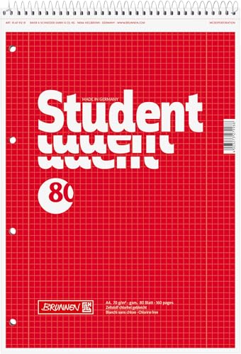 BRUNNEN Collegeblock Student Spirale oben | A4, Lineatur 28, 80 Blatt, rot BRUNNEN Collegeblock Student Spirale oben | A4, Lineatur 28, 80 Blatt, rot von BRUNNEN