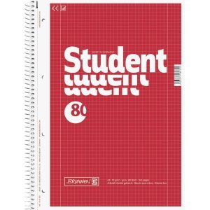 Brunnen 10 x Kollegblock Student A4 kariert Lineatur 28 80 Blatt mit Rand rot von BRUNNEN