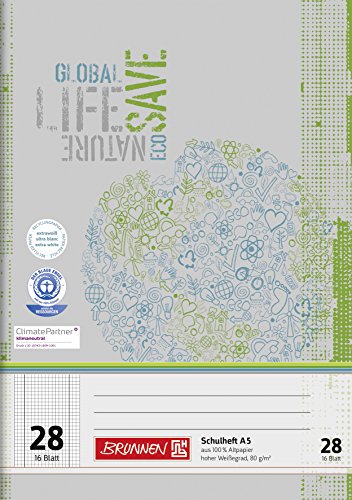 Brunnen 104512801 Recycling-Schulheft DIN A5 (16 Blatt, einfaches Heft) von BRUNNEN