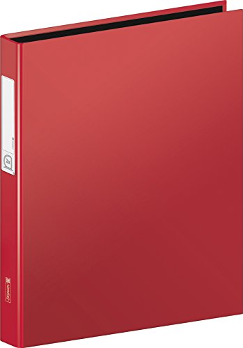 Brunnen 106552123 Ringbuch (A4, Kartonüberzug, 20mm Füllhöhe, 2 Ringe, mit Beschriftungsetikett auf dem Rücken) rot / red von BRUNNEN