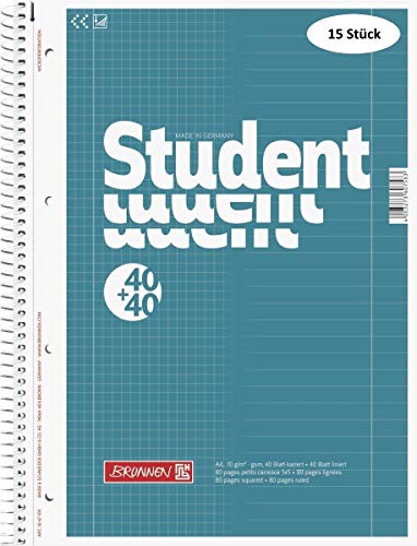 Brunnen 1067974 Notizblock/Collegeblock Student Duo (A4 liniert (Lineatur 27, Lineatur 28) 70 g/m²) (15, A4) von BRUNNEN