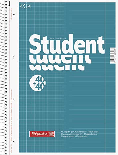 Brunnen 1067974 Notizblock/Collegeblock Student Duo (A4 liniert (Lineatur 27, Lineatur 28) 70 g/m²) (20, A4) von BRUNNEN