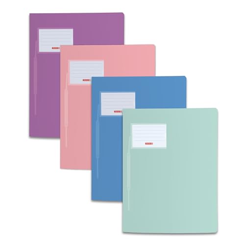 Brunnen | 4 Schnellhefter FACT!pp Pastell (A4, aus transluzentem PP, mit Namensschild, mit Einstecktasche innen, robustes Material, 4 Pastellfarben grün, blau, rosa und violett) von BRUNNEN
