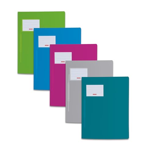 Brunnen | 5 Schnellhefter FACT!pp (A4, transluzent, mit Namensschild, Einstecktasche, 5 Farben, Dokumentenmappe, Schulsachen, Fächermappe, Hefter, Organisator) 5er Set alternative Farben von BRUNNEN