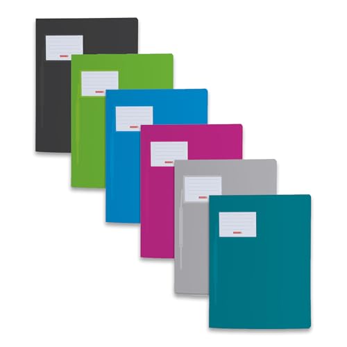 Brunnen | stabile Plastik Schnellhefter FACT!pp 6er Set für Format A4, aus transluzentem PP, mit Namensschild, mit Einstecktasche, türkis, silber, pink, azurblau, hellgrün und schwarz (6 Farben) von BRUNNEN