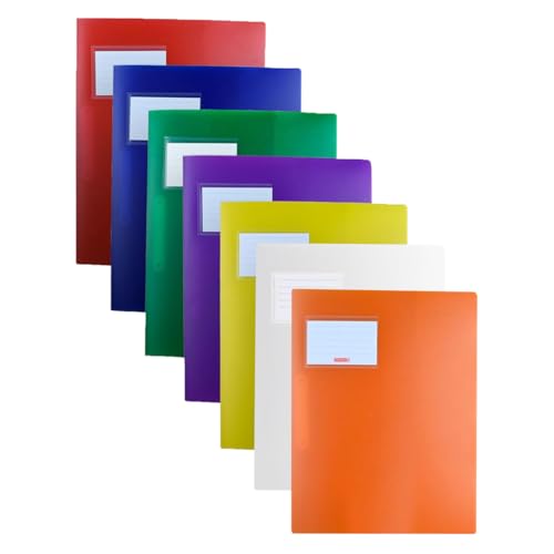 Brunnen | stabile Plastik Schnellhefter FACT!pp 7er Set für Format A4, aus transluzentem PP, mit Namensschild mit Einstecktasche innen, rot, orange, gelb, grün, blau, lila und weiß deckend (neu) von BRUNNEN