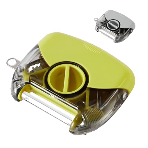 BRYN 4 in 1 Sparschäler, Multifunktions Gemüseschäler,Julienne Schäler mit Umschaltbarer Klinge für Gemüse, Obst, Kartoffeln, Zucchini, Gurken, Karotten, Tomaten （Grün） von BRYN