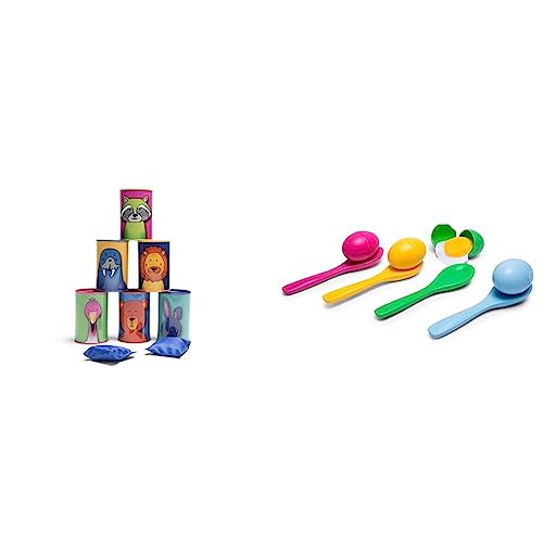 Dosenwerfen - Wurfspiel für Kinder - Spielzeug für Draußen/Outdoor & Eier Löffel Laufen - Gartenspiele für Kinder - Bewegungsspiele - Spiele für Draußen Dosenwerfen - Wurfspiel für Kinder - Spielzeug für Draußen/Outdoor & Eier Löffel Laufen - Gartenspiele für Kinder - Bewegungsspiele - Spiele für Draußen von BS Toys -