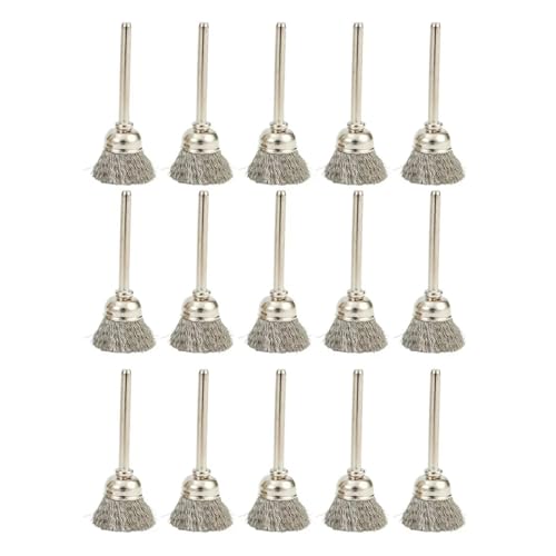 15er-Pack 15 mm Edelstahldraht-Topfbürste, Polierbürste, Rotationswerkzeug, Metall-Rostentfernungs-Polierbürste von BSAXITHZB