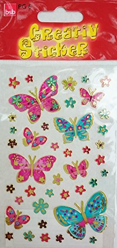 bsb Sticker Aufkleber Creativ-Serie Bunte Schmetterlinge von bsb