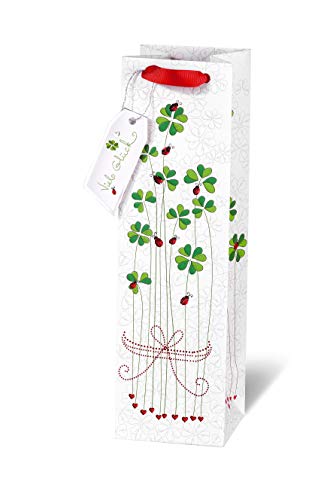 bsb Flaschentasche Geschenktasche Geschenktüte Papiertüte Papiertasche "Marienkäfer und Klee" Flaschen-Format von bsb