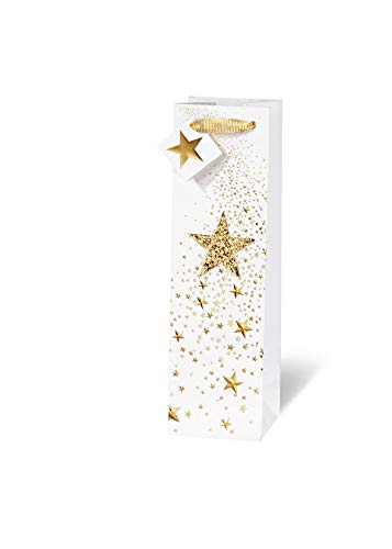 bsb Flaschentasche Geschenktasche Geschenktüte Papiertüte Papiertasche Weihnachten"Glitter Star" Flaschen-Format von bsb