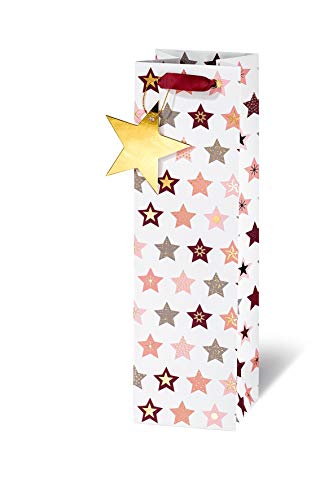 bsb Flaschentasche Geschenktasche Geschenktüte Papiertüte Papiertasche Weihnachten "Sternenglanz" Flaschen-Format von bsb