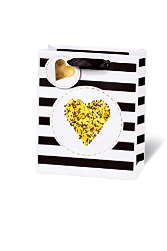 bsb Geschenktasche Geschenktüte Papiertüte Papiertasche "Golden Glitter Heart" Buch-Format von bsb