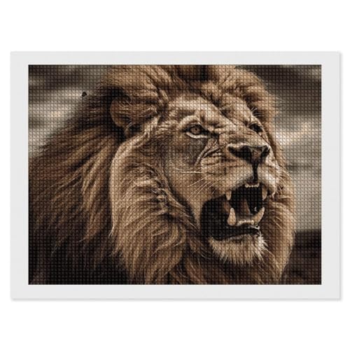 BSCKKDMN Angry Lion Diamond Painting Kits für Erwachsene Diamond Art Kit für Anfänger 5D DIY Full Square Diamond Art Craft Kits für Erwachsene für Home Wall Decor von BSCKKDMN