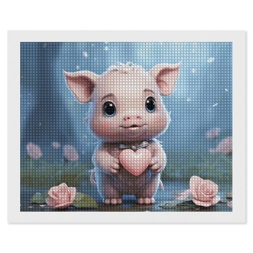 BSCKKDMN Cartoon Holding A Heart Diamond Painting Kits for Adults Diamond Art Kit for Beginner 5D DIY Full Square Diamond Art Craft Kits for Adults for Home Wall Decor von BSCKKDMN
