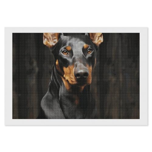 BSCKKDMN Doberman Diamond Painting Kits für Erwachsene Diamond Art Kit für Anfänger 5D DIY Full Square Diamond Art Craft Kits für Erwachsene für Home Wall Decor von BSCKKDMN