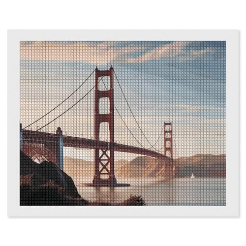 BSCKKDMN Golden Gate Bridge Diamond Painting Kits für Erwachsene, Diamant-Kunst-Kit für Anfänger, 5D DIY Vollquadratisches Diamant-Kunst-Bastelset für Erwachsene für Home Wall Decor BSCKKDMN Golden Gate Bridge Diamond Painting Kits für Erwachsene, Diamant-Kunst-Kit für Anfänger, 5D DIY Vollquadratisches Diamant-Kunst-Bastelset für Erwachsene für Home Wall Decor von BSCKKDMN