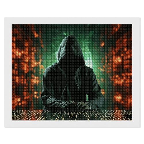 BSCKKDMN Hacker Attack Diamond Painting Kits für Erwachsene Diamond Art Kit für Anfänger 5D DIY Full Square Diamond Art Craft Kits für Erwachsene für Home Wall Decor von BSCKKDMN