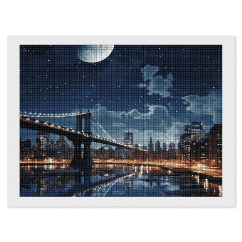 BSCKKDMN Moon Light New York City Diamond Painting Kits für Erwachsene, Diamantkunst-Set für Anfänger, 5D DIY Full Square Diamond Art Craft Kits für Erwachsene für Home Wall Decor BSCKKDMN Moon Light New York City Diamond Painting Kits für Erwachsene, Diamantkunst-Set für Anfänger, 5D DIY Full Square Diamond Art Craft Kits für Erwachsene für Home Wall Decor von BSCKKDMN