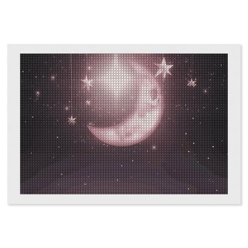 BSCKKDMN Moon Stars Diamond Painting Kits für Erwachsene, Diamant-Kunst-Kit für Anfänger, 5D DIY Vollquadratisches Diamant-Kunst-Bastelset für Erwachsene für Home Wall Decor BSCKKDMN Moon Stars Diamond Painting Kits für Erwachsene, Diamant-Kunst-Kit für Anfänger, 5D DIY Vollquadratisches Diamant-Kunst-Bastelset für Erwachsene für Home Wall Decor von BSCKKDMN