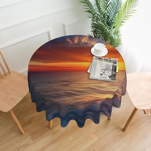 BSCKKDMN Runde Tischdecke, 152,4 cm, Meer und Sonnenuntergang, schmutzabweisend, waschbar, knitterfrei, abwischbar, moderne Bauernhaus-Dekorationen für Party, Picknick, Zuhause, Küche BSCKKDMN Runde Tischdecke, 152,4 cm, Meer und Sonnenuntergang, schmutzabweisend, waschbar, knitterfrei, abwischbar, moderne Bauernhaus-Dekorationen für Party, Picknick, Zuhause, Küche von BSCKKDMN