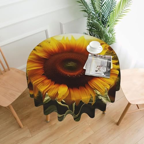 BSCKKDMN Runde Tischdecke, 152,4 cm, Sonnenblumen-Tischdecken, schmutzabweisend, waschbar, knitterfrei, abwischbar, moderne Bauernhaus-Dekorationen für Party, Picknick, Zuhause, Küche BSCKKDMN Runde Tischdecke, 152,4 cm, Sonnenblumen-Tischdecken, schmutzabweisend, waschbar, knitterfrei, abwischbar, moderne Bauernhaus-Dekorationen für Party, Picknick, Zuhause, Küche von BSCKKDMN