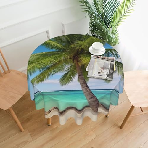 BSCKKDMN Runde Tischdecke, 152,4 cm, Strandpalme, schmutzabweisend, waschbar, knitterfrei, abwischbar, moderne Bauernhaus-Dekorationen für Party, Picknick, Zuhause, Küche BSCKKDMN Runde Tischdecke, 152,4 cm, Strandpalme, schmutzabweisend, waschbar, knitterfrei, abwischbar, moderne Bauernhaus-Dekorationen für Party, Picknick, Zuhause, Küche von BSCKKDMN