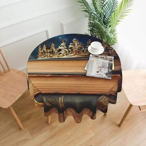 BSCKKDMN Runde Tischdecke, 152,4 cm, Vintage-Buch-Tischdecken, schmutzabweisend, waschbar, knitterfrei, abwischbar, moderne Bauernhaus-Dekorationen für Party, Picknick, Zuhause, Küche BSCKKDMN Runde Tischdecke, 152,4 cm, Vintage-Buch-Tischdecken, schmutzabweisend, waschbar, knitterfrei, abwischbar, moderne Bauernhaus-Dekorationen für Party, Picknick, Zuhause, Küche von BSCKKDMN