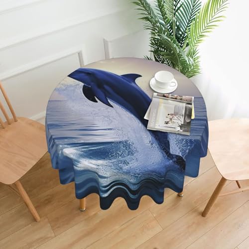 BSCKKDMN Runde Tischdecke, 152,4 cm, elegante Delfin-Tischdecken, schmutzabweisend, waschbar, knitterfrei, abwischbar, moderne Bauernhaus-Dekorationen für Party, Picknick, Zuhause, Küche BSCKKDMN Runde Tischdecke, 152,4 cm, elegante Delfin-Tischdecken, schmutzabweisend, waschbar, knitterfrei, abwischbar, moderne Bauernhaus-Dekorationen für Party, Picknick, Zuhause, Küche von BSCKKDMN