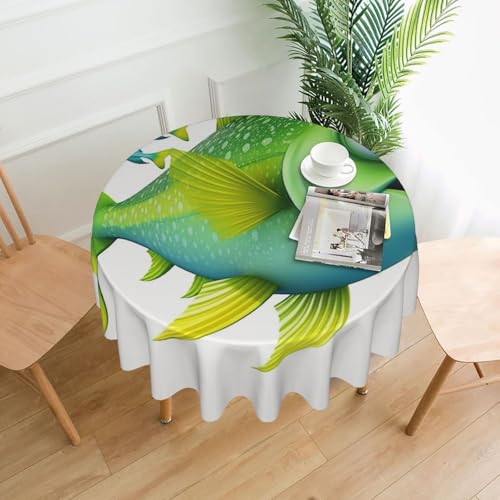 BSCKKDMN Runde Tischdecke, 152,4 cm, grüne Fisch-Tischdecken, schmutzabweisend, waschbar, knitterfrei, abwischbar, moderne Bauernhaus-Dekorationen für Party, Picknick, Zuhause, Küche BSCKKDMN Runde Tischdecke, 152,4 cm, grüne Fisch-Tischdecken, schmutzabweisend, waschbar, knitterfrei, abwischbar, moderne Bauernhaus-Dekorationen für Party, Picknick, Zuhause, Küche von BSCKKDMN