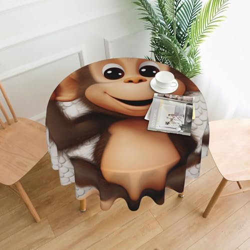 BSCKKDMN Runde Tischdecke, 152,4 cm, niedlicher Affen-Tischdecken, schmutzabweisend, waschbar, knitterfrei, abwischbar, moderne Bauernhaus-Dekorationen für Party, Picknick, Zuhause, Küche BSCKKDMN Runde Tischdecke, 152,4 cm, niedlicher Affen-Tischdecken, schmutzabweisend, waschbar, knitterfrei, abwischbar, moderne Bauernhaus-Dekorationen für Party, Picknick, Zuhause, Küche von BSCKKDMN