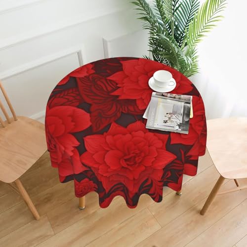 BSCKKDMN Runde Tischdecke, 152,4 cm, rote Blumen, schmutzabweisend, waschbar, Tischdecke, knitterfrei, abwischbar, moderne Bauernhaus-Dekorationen für Party, Picknick, Zuhause, Küche BSCKKDMN Runde Tischdecke, 152,4 cm, rote Blumen, schmutzabweisend, waschbar, Tischdecke, knitterfrei, abwischbar, moderne Bauernhaus-Dekorationen für Party, Picknick, Zuhause, Küche von BSCKKDMN