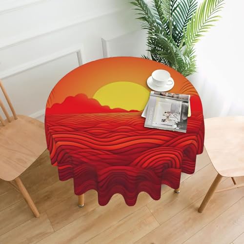 BSCKKDMN Runde Tischdecke, 152,4 cm, roter Sonnenaufgang, schmutzabweisend, waschbar, Tischdecke, knitterfrei, abwischbar, moderne Bauernhaus-Dekorationen für Party, Picknick, Zuhause, Küche BSCKKDMN Runde Tischdecke, 152,4 cm, roter Sonnenaufgang, schmutzabweisend, waschbar, Tischdecke, knitterfrei, abwischbar, moderne Bauernhaus-Dekorationen für Party, Picknick, Zuhause, Küche von BSCKKDMN