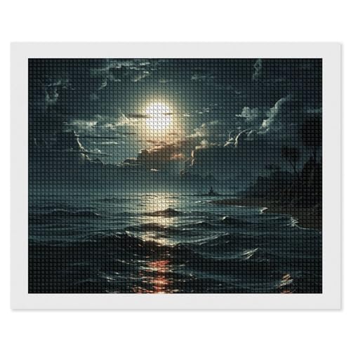 BSCKKDMN Sea Moon Diamond Painting Kits für Erwachsene, Diamant-Kunst-Kit für Anfänger, 5D DIY Vollquadratisches Diamant-Kunst-Bastelset für Erwachsene für Home Wall Decor BSCKKDMN Sea Moon Diamond Painting Kits für Erwachsene, Diamant-Kunst-Kit für Anfänger, 5D DIY Vollquadratisches Diamant-Kunst-Bastelset für Erwachsene für Home Wall Decor von BSCKKDMN