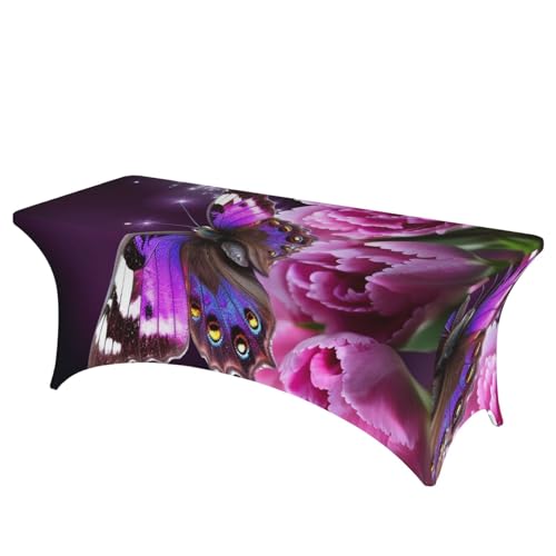 BSCKKDMN Spandex-Tischdecken, dehnbar, knitterfrei, waschbar, universal, rechteckig, Tischdeckenschutz für Geburtstagsparty, Hochzeit, Bankett, Lila Blume, Schmetterling 2 BSCKKDMN Spandex-Tischdecken, dehnbar, knitterfrei, waschbar, universal, rechteckig, Tischdeckenschutz für Geburtstagsparty, Hochzeit, Bankett, Lila Blume, Schmetterling 2 von BSCKKDMN