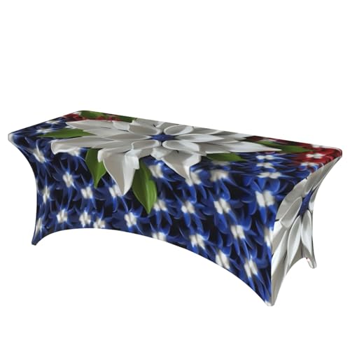 BSCKKDMN Spandex-Tischdecken, dehnbar, knitterfrei, waschbar, universal, rechteckig, für Geburtstagsparty, Hochzeit, Bankett, Amerika, patriotische Blume, 1,8 m BSCKKDMN Spandex-Tischdecken, dehnbar, knitterfrei, waschbar, universal, rechteckig, für Geburtstagsparty, Hochzeit, Bankett, Amerika, patriotische Blume, 1,8 m von BSCKKDMN