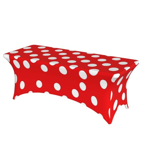 BSCKKDMN Spandex-Tischdecken, dehnbar, knitterfrei, waschbar, universal, rechteckig, für Geburtstagsparty, Hochzeit, Bankett, Rot und Weiß gepunktet BSCKKDMN Spandex-Tischdecken, dehnbar, knitterfrei, waschbar, universal, rechteckig, für Geburtstagsparty, Hochzeit, Bankett, Rot und Weiß gepunktet von BSCKKDMN
