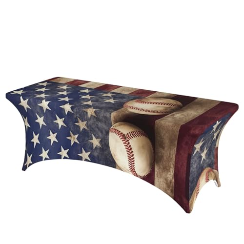 BSCKKDMN Spandex-Tischdecken, dehnbar, knitterfrei, waschbar, universal, rechteckig, für Geburtstagsparty, Hochzeit, Bankett, amerikanische Flagge und Baseball, 1,8 m BSCKKDMN Spandex-Tischdecken, dehnbar, knitterfrei, waschbar, universal, rechteckig, für Geburtstagsparty, Hochzeit, Bankett, amerikanische Flagge und Baseball, 1,8 m von BSCKKDMN