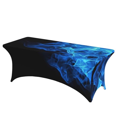 BSCKKDMN Spandex-Tischdecken, dehnbar, knitterfrei, waschbar, universal, rechteckig, für Geburtstagsparty, Hochzeit, Bankett, blaue Flamme, 1,8 m BSCKKDMN Spandex-Tischdecken, dehnbar, knitterfrei, waschbar, universal, rechteckig, für Geburtstagsparty, Hochzeit, Bankett, blaue Flamme, 1,8 m von BSCKKDMN