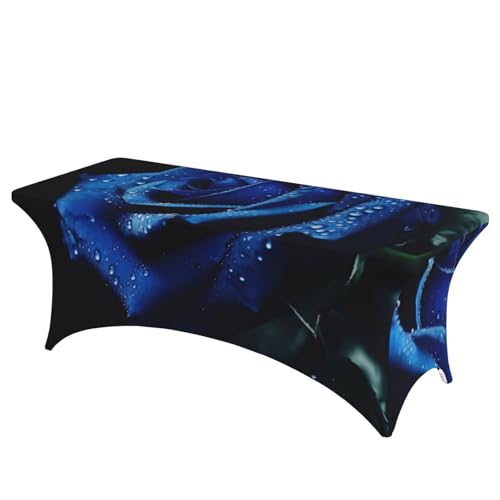 BSCKKDMN Spandex-Tischdecken, dehnbar, knitterfrei, waschbar, universal, rechteckig, für Geburtstagsparty, Hochzeit, Bankett, blaue Rose, 1,8 m BSCKKDMN Spandex-Tischdecken, dehnbar, knitterfrei, waschbar, universal, rechteckig, für Geburtstagsparty, Hochzeit, Bankett, blaue Rose, 1,8 m von BSCKKDMN