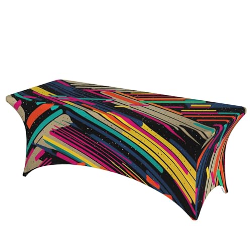 BSCKKDMN Spandex-Tischdecken, dehnbar, knitterfrei, waschbar, universal, rechteckig, für Geburtstagsparty, Hochzeit, Bankett, gestreift, abstrakt, bunt BSCKKDMN Spandex-Tischdecken, dehnbar, knitterfrei, waschbar, universal, rechteckig, für Geburtstagsparty, Hochzeit, Bankett, gestreift, abstrakt, bunt von BSCKKDMN