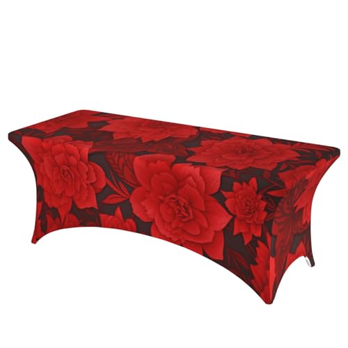 BSCKKDMN Spandex-Tischdecken, dehnbar, knitterfrei, waschbar, universal, rechteckig, für Geburtstagsparty, Hochzeit, Bankett, rote Blumen, 1,8 m BSCKKDMN Spandex-Tischdecken, dehnbar, knitterfrei, waschbar, universal, rechteckig, für Geburtstagsparty, Hochzeit, Bankett, rote Blumen, 1,8 m von BSCKKDMN