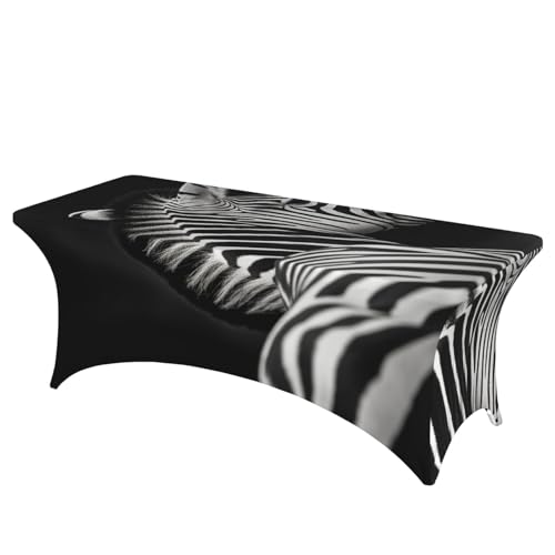 BSCKKDMN Spandex-Tischdecken, dehnbar, knitterfrei, waschbar, universal, rechteckig, für Geburtstagsparty, Hochzeit, Bankett, schwarz-weißes Zebramuster, 1,8 m BSCKKDMN Spandex-Tischdecken, dehnbar, knitterfrei, waschbar, universal, rechteckig, für Geburtstagsparty, Hochzeit, Bankett, schwarz-weißes Zebramuster, 1,8 m von BSCKKDMN