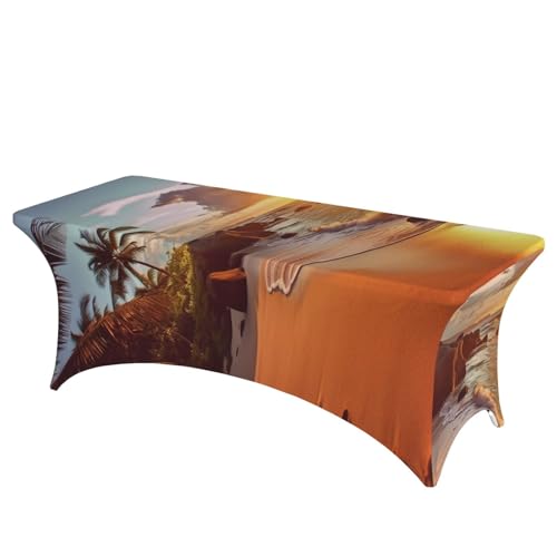 BSCKKDMN Spandex-Tischdecken, dehnbar, knitterfrei, waschbar, universal, rechteckig, für Geburtstagsparty, Hochzeit, Bankett, tropischer Strand bei Sonnenuntergang, 1,8 m BSCKKDMN Spandex-Tischdecken, dehnbar, knitterfrei, waschbar, universal, rechteckig, für Geburtstagsparty, Hochzeit, Bankett, tropischer Strand bei Sonnenuntergang, 1,8 m von BSCKKDMN