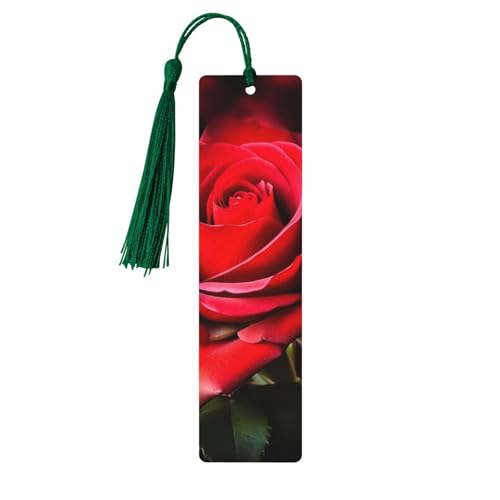 Holz-Lesezeichen mit Rosenblüten, zum Basteln, Lesezeichen mit bunten Quasten, Geschenkanhänger, Etiketten, ungewöhnliches Geschenk für Buchliebhaber, Männer und Frauen von BSCKKDMN