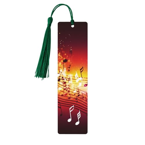 Lesezeichen mit Musiknoten aus Holz, zum Basteln, Lesezeichen mit bunten Quasten, Geschenkanhänger, Etiketten, ungewöhnliches Geschenk für Buchliebhaber, Männer und Frauen von BSCKKDMN