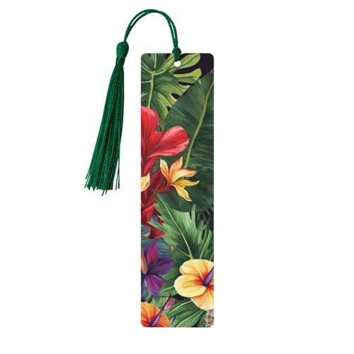 Lesezeichen mit tropischen Pflanzen und Blumen, Holz, zum Basteln, mit bunten Quasten, Geschenkanhänger, Etiketten, ungewöhnliches Geschenk für Buchliebhaber, Männer und Frauen Lesezeichen mit tropischen Pflanzen und Blumen, Holz, zum Basteln, mit bunten Quasten, Geschenkanhänger, Etiketten, ungewöhnliches Geschenk für Buchliebhaber, Männer und Frauen von BSCKKDMN
