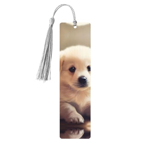 Niedliches Hunde-Lesezeichen aus Holz, zum Basteln, Lesezeichen, Holzanhänger zum Aufhängen, mit bunten Quasten, Geschenkanhänger, Etiketten, ungewöhnliches Geschenk für Buchliebhaber, Männer und von BSCKKDMN