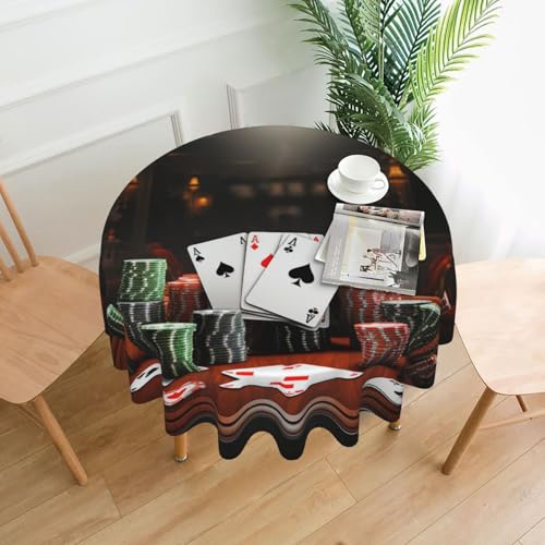 Runde Tischdecke, 152,4 cm, Poker-Turnier-Tischdecken, schmutzabweisend, waschbar, knitterfrei, abwischbar, moderne Bauernhaus-Dekorationen für Party, Picknick, Zuhause, Küche Runde Tischdecke, 152,4 cm, Poker-Turnier-Tischdecken, schmutzabweisend, waschbar, knitterfrei, abwischbar, moderne Bauernhaus-Dekorationen für Party, Picknick, Zuhause, Küche von BSCKKDMN